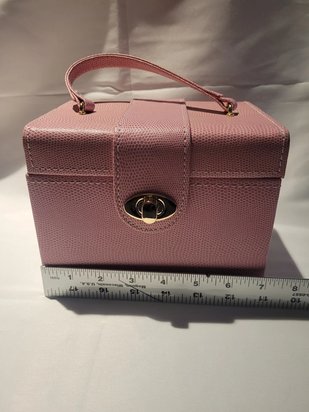 Structured Pink Top-Handle Jewelry Case